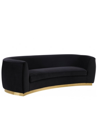 Black Velvet Vertical Curved Sofa Gold Base